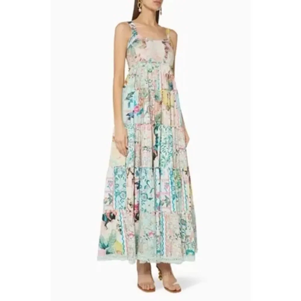 HEMANT &‎ NANDITA Teien Floral empire waist maxi Cotton Dress xs nwt - Picture 4 of 15